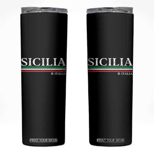 Sicily Sicilian Italian Flag Souvenirs Medusa Skinny Tumbler TS11 Black Print Your Wear