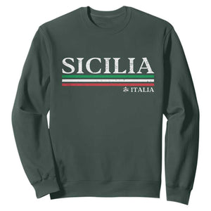 Sicily Sicilian Italian Flag Souvenirs Medusa Sweatshirt TS11 Dark Forest Green Print Your Wear