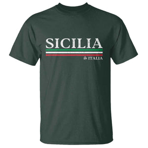 Sicily Sicilian Italian Flag Souvenirs Medusa T Shirt TS11 Dark Forest Green Print Your Wear