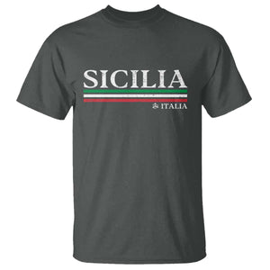 Sicily Sicilian Italian Flag Souvenirs Medusa T Shirt TS11 Dark Heather Print Your Wear