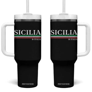 Sicily Sicilian Italian Flag Souvenirs Medusa Tumbler With Handle TS11 One Size: 40 oz Black Print Your Wear