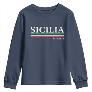 Sicily Sicilian Italian Flag Souvenirs Medusa Youth Sweatshirt TS11 Navy Print Your Wear