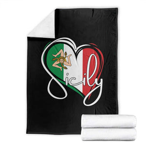 Sicily Palermo Italy Medusa Sicilia Heart Italian Flag Throw Blanket TS11 Black Print Your Wear