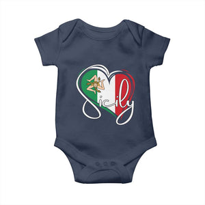 Sicily Palermo Italy Medusa Sicilia Heart Italian Flag Baby Onesie TS11 Navy Print Your Wear