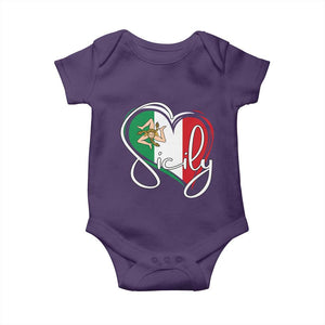 Sicily Palermo Italy Medusa Sicilia Heart Italian Flag Baby Onesie TS11 Purple Print Your Wear