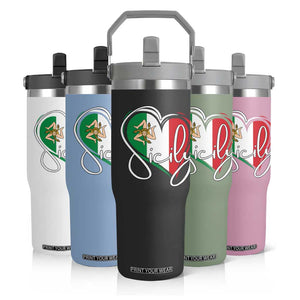 Sicily Palermo Italy Medusa Sicilia Heart Italian Flag Flip Straw Tumbler TS11 Print Your Wear
