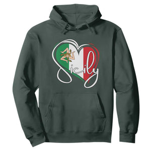 Sicily Palermo Italy Medusa Sicilia Heart Italian Flag Hoodie TS11 Dark Forest Green Print Your Wear