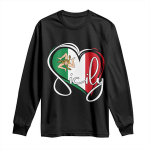 Sicily Palermo Italy Medusa Sicilia Heart Italian Flag Long Sleeve Shirt TS11 Black Print Your Wear