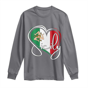 Sicily Palermo Italy Medusa Sicilia Heart Italian Flag Long Sleeve Shirt TS11 Charcoal Print Your Wear