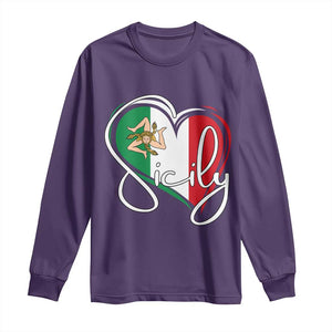 Sicily Palermo Italy Medusa Sicilia Heart Italian Flag Long Sleeve Shirt TS11 Purple Print Your Wear