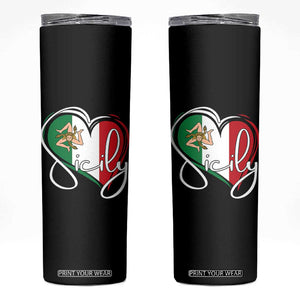 Sicily Palermo Italy Medusa Sicilia Heart Italian Flag Skinny Tumbler TS11 Black Print Your Wear