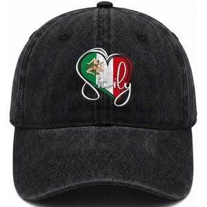 Sicily Palermo Italy Medusa Sicilia Heart Italian Flag Washed Cotton Baseball Cap TS11 Print Your Wear