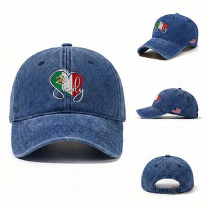 Sicily Palermo Italy Medusa Sicilia Heart Italian Flag Washed Cotton Baseball Cap TS11 Washed Cap Universal Fit Royal Blue Print Your Wear