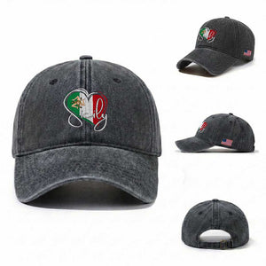 Sicily Palermo Italy Medusa Sicilia Heart Italian Flag Washed Cotton Baseball Cap TS11 Washed Cap Universal Fit Dark Gray Print Your Wear