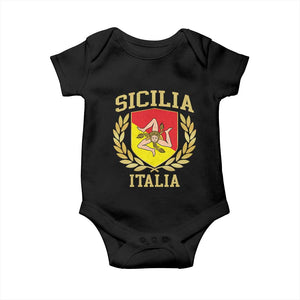 Sicilia Flag Sicily Palermo Italy Triskelion Baby Onesie TS11 Black Print Your Wear