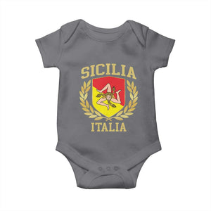 Sicilia Flag Sicily Palermo Italy Triskelion Baby Onesie TS11 Charcoal Print Your Wear