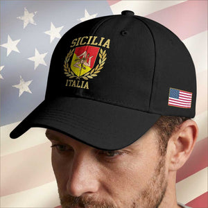 Sicilia Flag Sicily Palermo Italy Triskelion Baseball Cap TS11 Print Your Wear