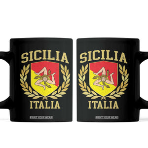 Sicilia Flag Sicily Palermo Italy Triskelion Coffee Mug TS11 Black Print Your Wear