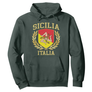 Sicilia Flag Sicily Palermo Italy Triskelion Hoodie TS11 Dark Forest Green Print Your Wear