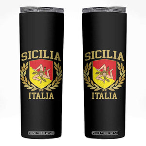 Sicilia Flag Sicily Palermo Italy Triskelion Skinny Tumbler TS11 Black Print Your Wear
