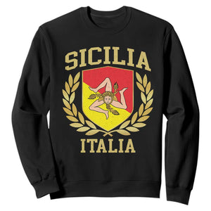 Sicilia Flag Sicily Palermo Italy Triskelion Sweatshirt TS11 Black Print Your Wear