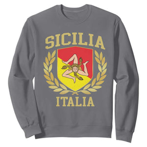 Sicilia Flag Sicily Palermo Italy Triskelion Sweatshirt TS11 Charcoal Print Your Wear