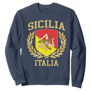 Sicilia Flag Sicily Palermo Italy Triskelion Sweatshirt TS11 Navy Print Your Wear