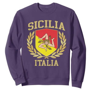 Sicilia Flag Sicily Palermo Italy Triskelion Sweatshirt TS11 Purple Print Your Wear