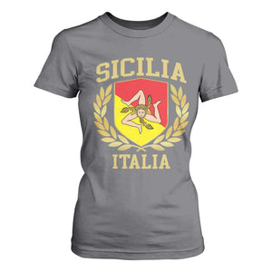 Sicilia Flag Sicily Palermo Italy Triskelion T Shirt For Women TS11 Charcoal Print Your Wear