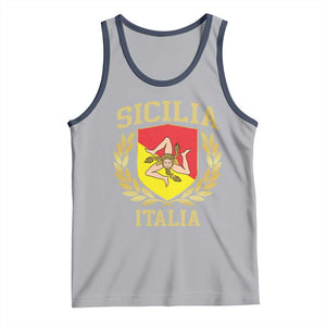 Sicilia Flag Sicily Palermo Italy Triskelion Tank Top TS11 Athletic Heather Navy Print Your Wear