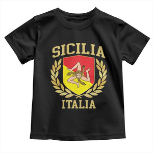 Sicilia Flag Sicily Palermo Italy Triskelion Toddler T Shirt TS11 Black Print Your Wear