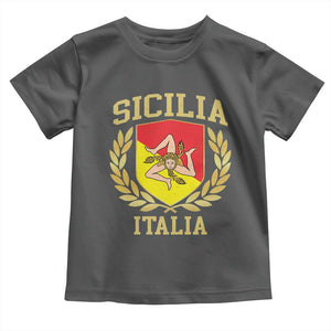 Sicilia Flag Sicily Palermo Italy Triskelion Toddler T Shirt TS11 Dark Heather Print Your Wear
