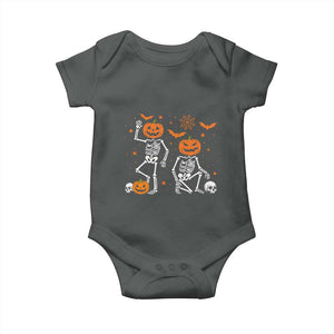 Funny Trump Hallloween Skeleton Pumpkin Political Satire Baby Onesie TS11 Dark Heather Print Your Wear