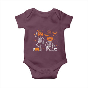 Funny Trump Hallloween Skeleton Pumpkin Political Satire Baby Onesie TS11 Maroon Print Your Wear