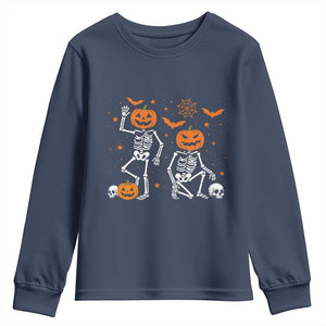 Funny Trump Hallloween Skeleton Pumpkin Political Satire Youth Sweatshirt TS11 Navy Print Your Wear