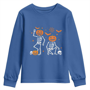 Funny Trump Hallloween Skeleton Pumpkin Political Satire Youth Sweatshirt TS11 Royal Blue Print Your Wear