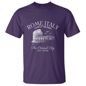 Rome Colosseum Italy T Shirt - Caput Mundi The Eternal City Amphitheatre Ancient History Tee TS11 Purple Print Your Wear