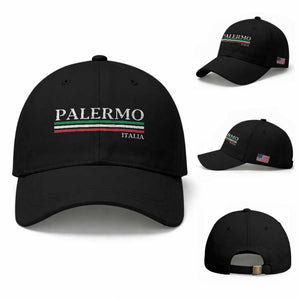 Palermo Sicily Italian Flag Souvenirs Sicilia Italia Baseball Cap TS11 Baseball Cap Universal Fit Black Print Your Wear