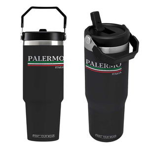Palermo Sicily Italian Flag Souvenirs Sicilia Italia Flip Straw Tumbler TS11 One Size: 30 oz Black Print Your Wear