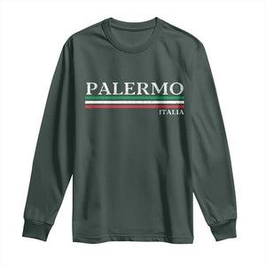 Palermo Sicily Italian Flag Souvenirs Sicilia Italia Long Sleeve Shirt TS11 Dark Forest Green Print Your Wear