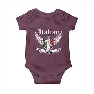 Italian Pride Baby Onesie Vintage Patriotic Italy Map TS11 Maroon Print Your Wear