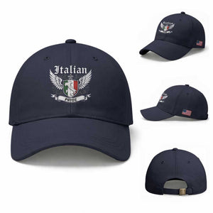 Italian Pride Baseball Cap Vintage Patriotic Italy Map TS11 Baseball Cap Universal Fit Navy Print Your Wear