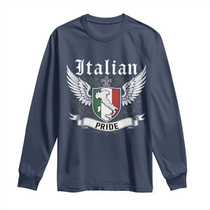 Italian Pride Long Sleeve Shirt Vintage Patriotic Italy Map TS11 Navy Print Your Wear