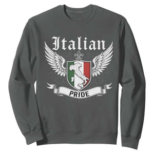 Italian Pride Sweatshirt Vintage Patriotic Italy Map TS11 Dark Heather Print Your Wear