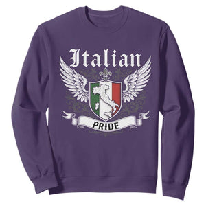 Italian Pride Sweatshirt Vintage Patriotic Italy Map TS11 Purple Print Your Wear