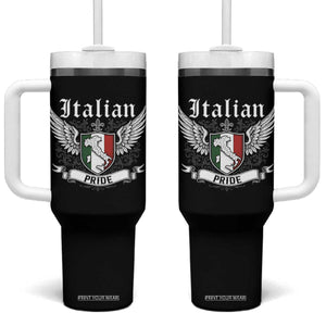 Italian Pride Tumbler With Handle Vintage Patriotic Italy Map TS11 One Size: 40 oz Black Print Your Wear