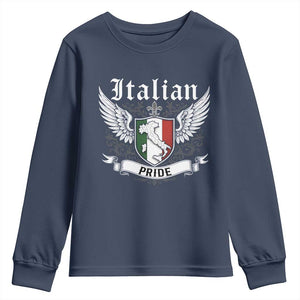 Italian Pride Youth Sweatshirt Vintage Patriotic Italy Map TS11 Navy Print Your Wear