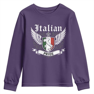 Italian Pride Youth Sweatshirt Vintage Patriotic Italy Map TS11 Purple Print Your Wear