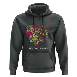 Unity Day Hoodie Kindness Takes Courage End Bullying Heart Butterfly TS11 Dark Heather Print Your Wear