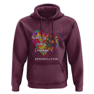 Unity Day Hoodie Kindness Takes Courage End Bullying Heart Butterfly TS11 Maroon Print Your Wear